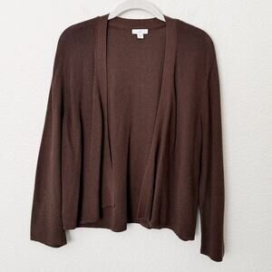 [J. Jill] Chocolate Brown Open Front Cardigan Sweater Cotton Casual Size Large L